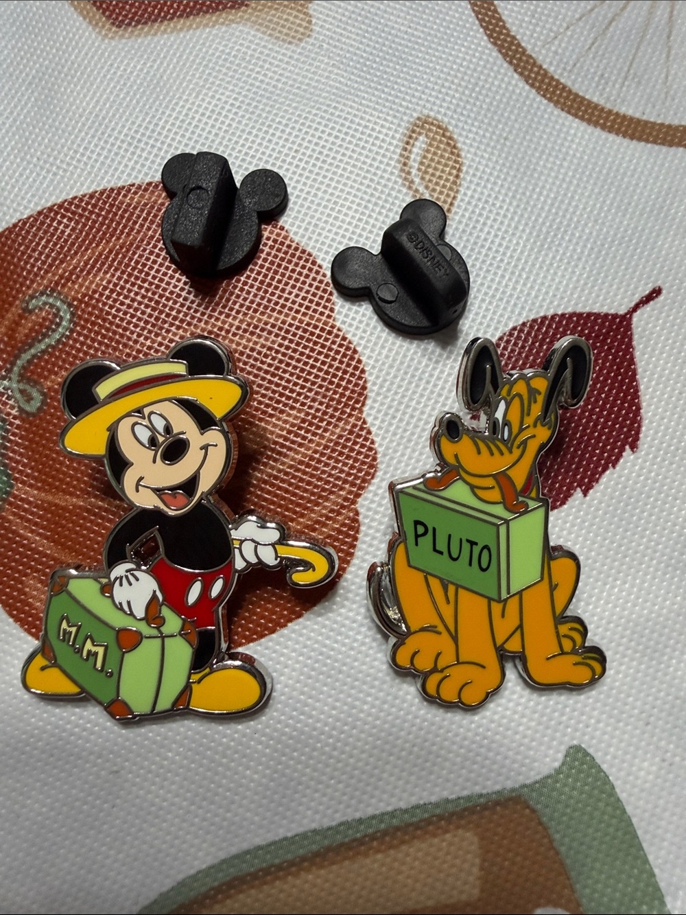 Disney Mickey & Pluto Enamel Pin Set - Yellow, Black, Green, Orange
